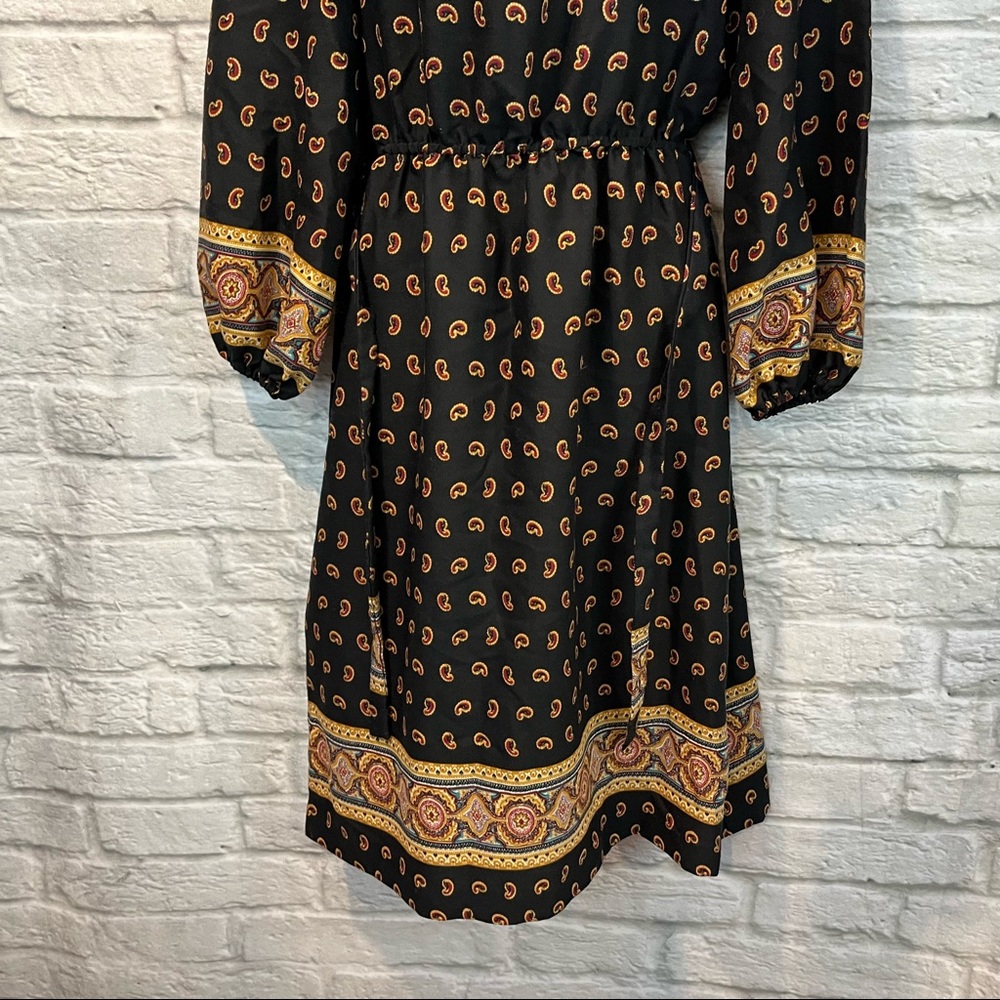 Vintage 70s/80s JJ Dean Paisley Print Belted MIDI Long Sleeve Bohemian Dress - Picture 13 of 16